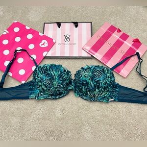 Victoria’s Secret PINK Tropical Smooth Lace Date Padded Push Up Bra VS 34B 34 B